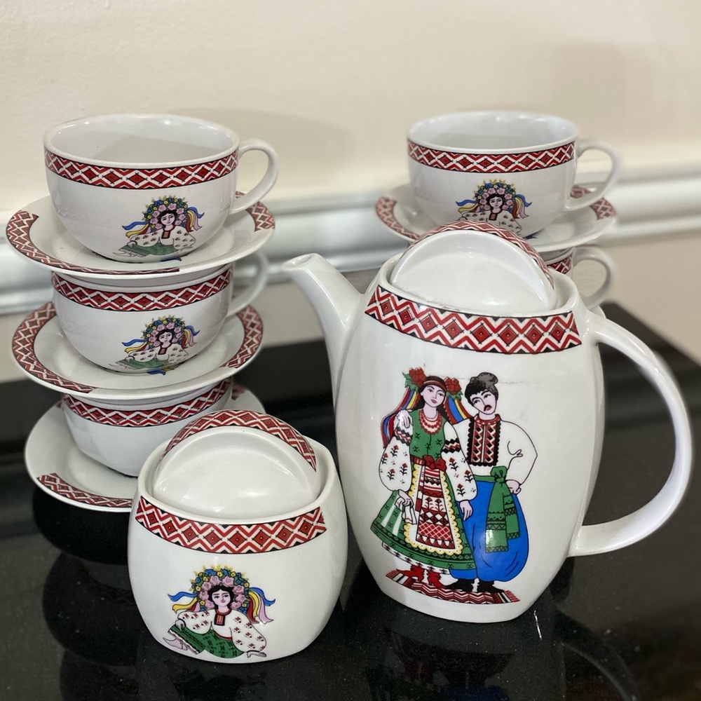Korosten Coffee Tea Set Porcelain Ukrainian Art